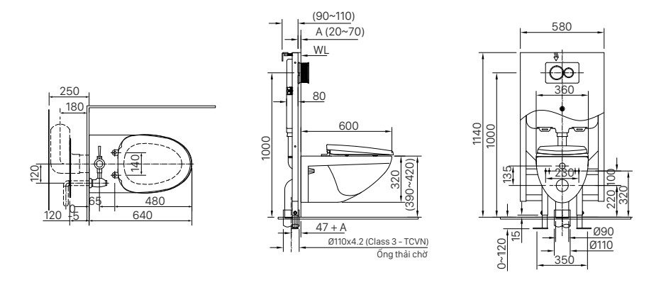 Bồn cầu treo tường INAX AC-23P+CW-KB22AVN