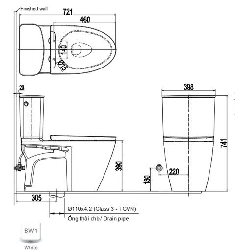 Bồn cầu hai khối INAX AC-602+CW-KA22AVN