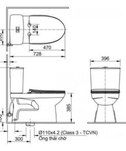 Bồn cầu hai khối INAX C-514A+CW-H18VN
