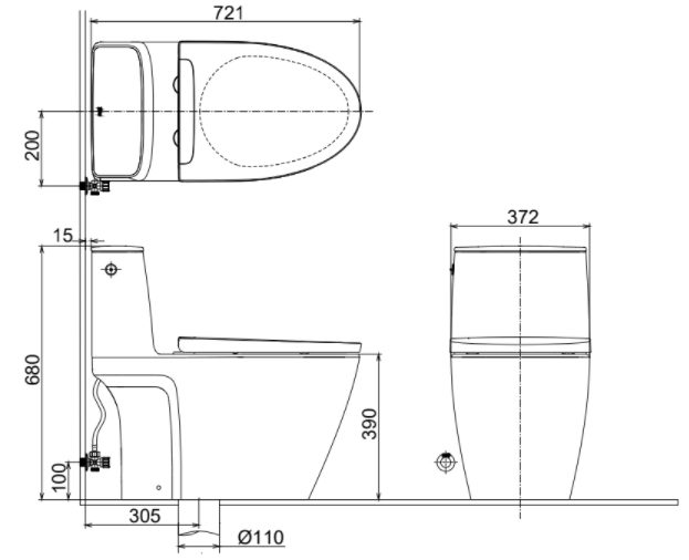 Bồn cầu một khối INAX ACT-902+CW-H20VN