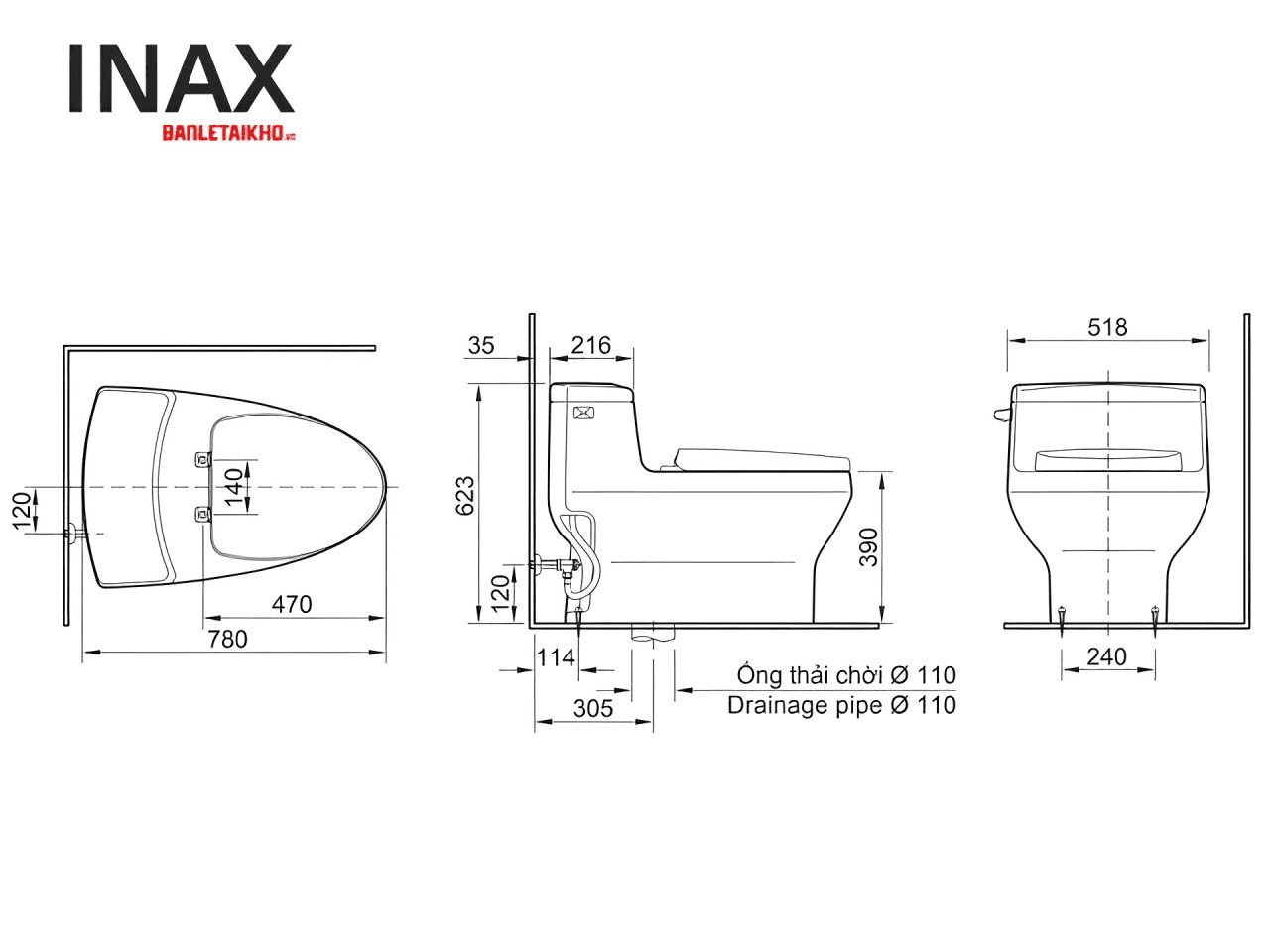 Bồn cầu một khối INAX AC-4005+CW-H20VN