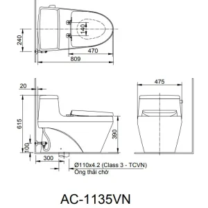 Bồn cầu một khối INAX AC-1135+CW-KA22AVN