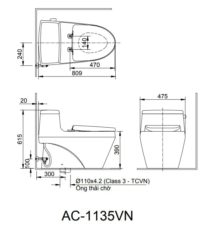 Bồn cầu một khối INAX AC-1135+CW-KA22AVN