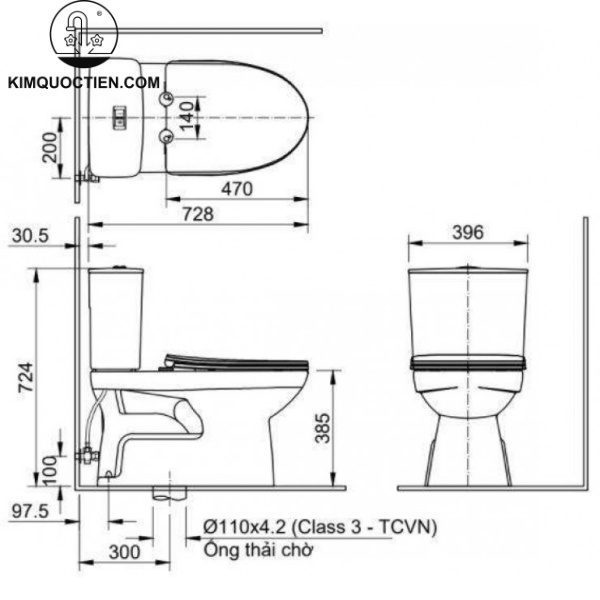 Bồn cầu hai khối INAX AC-514A+CW-H18VN