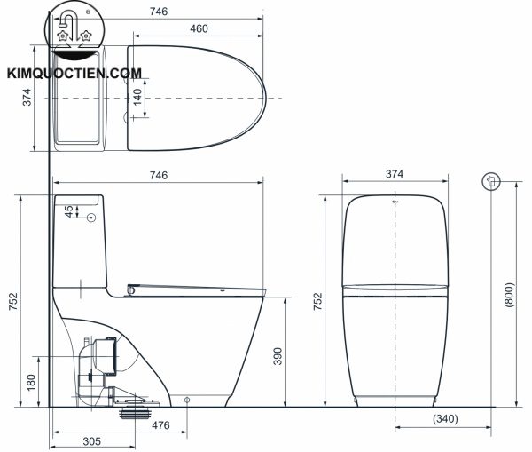 Bồn cầu hai khối INAX ACT-832VN+CW-H20VN 