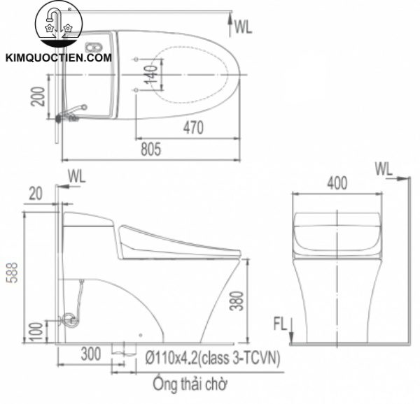 Bồn cầu nắp rửa điện tử Inax AC-1008R+CW-KA22AVN