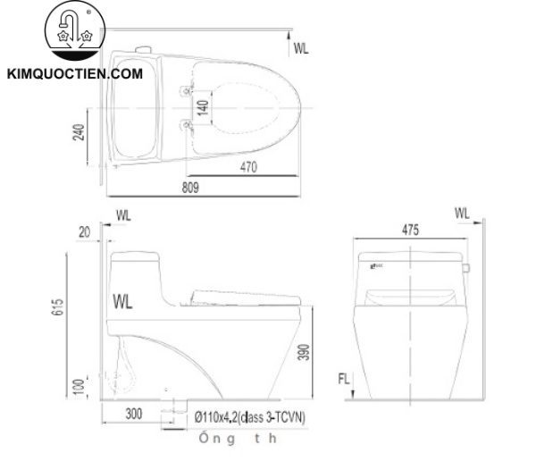 Bồn cầu một khối INAX AC-1135+CW-H17VN
