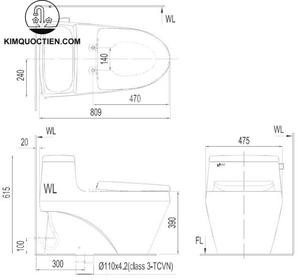 Bồn cầu một khối INAX AC-1135+CW-H18VN