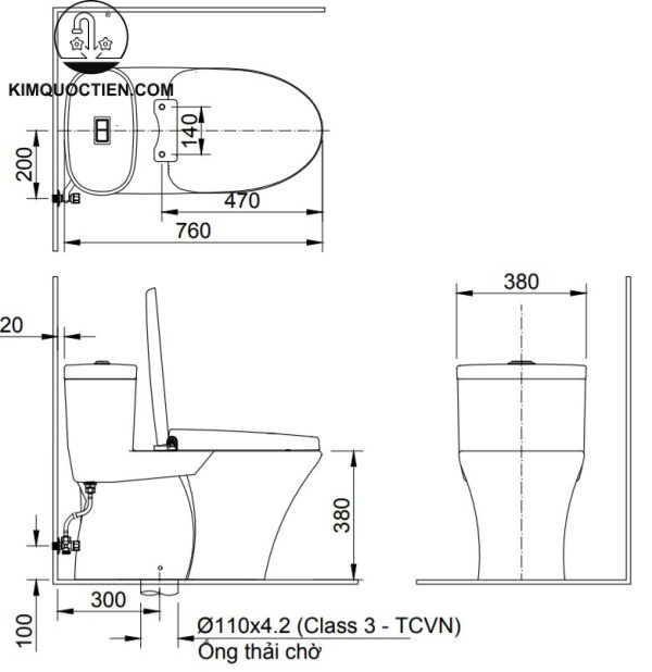 Bồn cầu một khối INAX AC-959A CW-H17VN