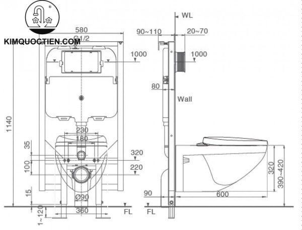 Bồn cầu treo tường INAX AC-23P+CW-H20VN