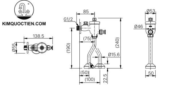 Van xả bồn tiểu INAX UF-8V-0.5
