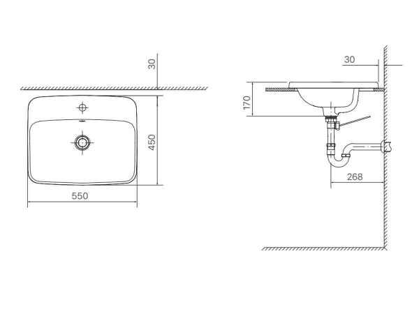 Bản vẽ kỹ thuật Chậu rửa lavabo đặt bàn INAX AL-2398VFC
