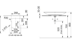 Bản vẽ kỹ thuật Chậu rửa lavabo đặt bàn INAX AL-S630VFC