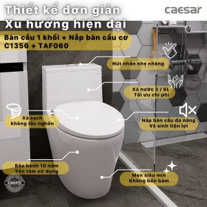 Bồn cầu 1 khối nắp rửa cơ C1356F/TAF060