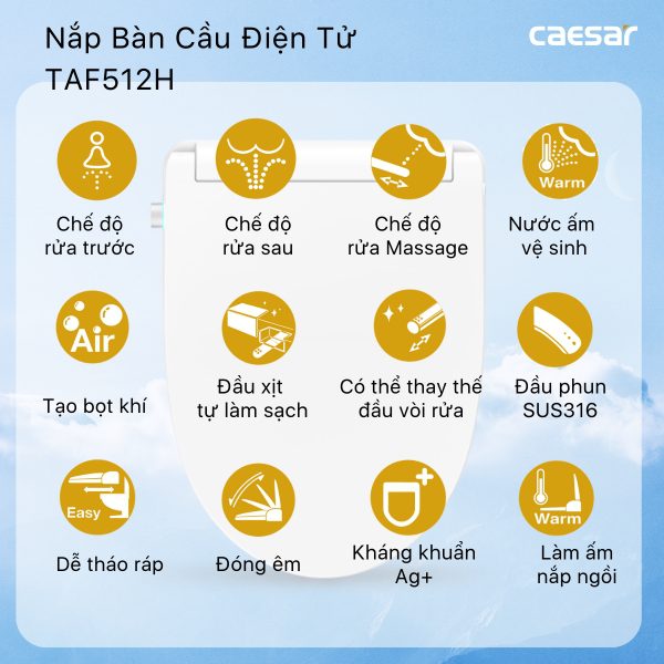 Bồn cầu 1 khối nắp điện tử Caesar C1356F/TAF512H