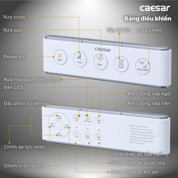 Bồn cầu 1 khối nắp điện tử Caesar C1364F/TAF610H