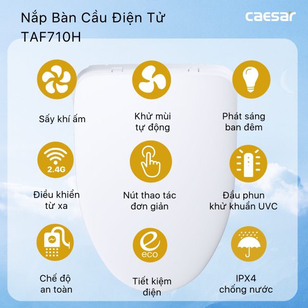 Bồn cầu 1 khối nắp điện tử Caesar C1364F/TAF710H