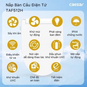 Bồn cầu 1 khối nắp điện tử Caesar C1374F/TAF512H