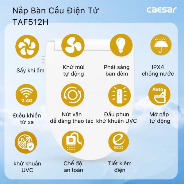 Bồn cầu 1 khối nắp điện tử Caesar C1374F/TAF512H