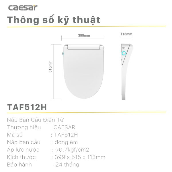 Bồn cầu 1 khối nắp điện tử Caesar C1394F/TAF512H