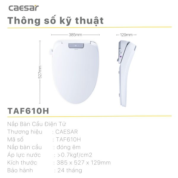 Bồn cầu 1 khối nắp điện tử Caesar C1394F/TAF610H