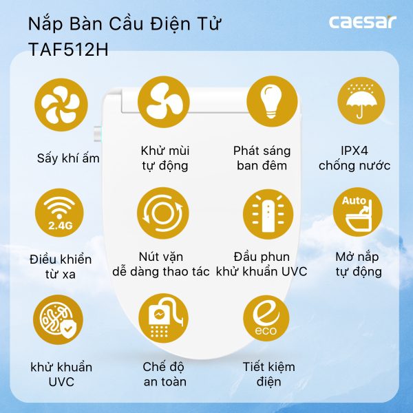 Bồn cầu 1 khối nắp điện tử Caesar C1395F/TAF512H