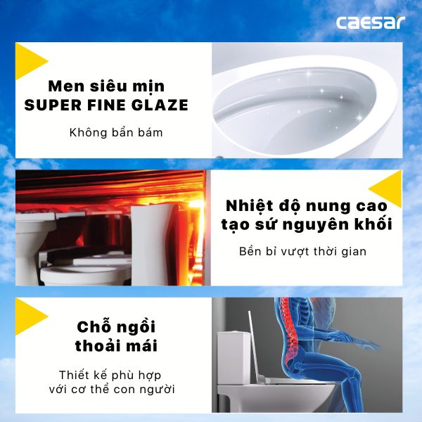 Bồn cầu 2 khối nắp cơ Caesar CD1340/TAF060