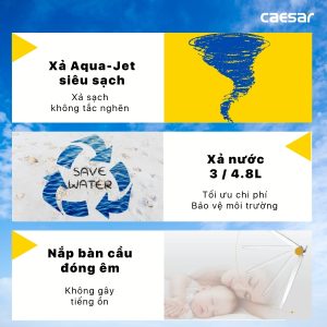 Bồn cầu 2 khối nắp điện tử Caesar CD1340/TAF512H