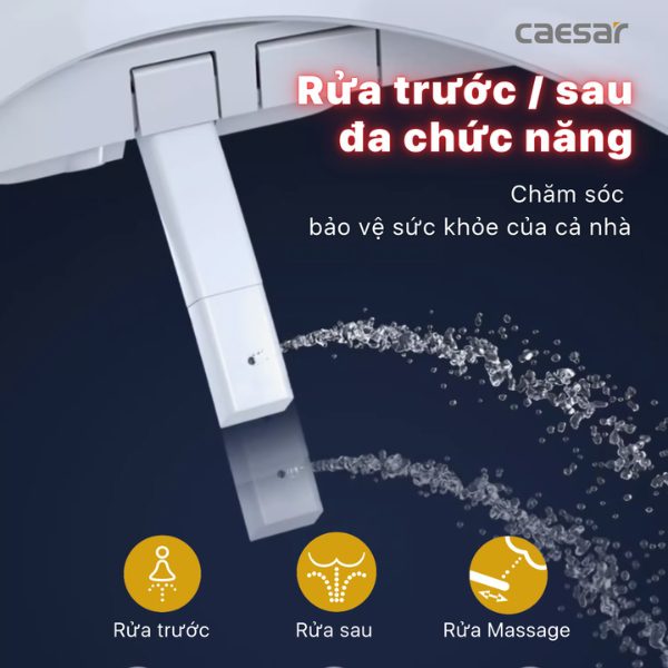Bồn cầu 2 khối nắp điện tử Caesar CD1340/TAF710H