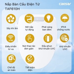 Bồn cầu 2 khối nắp điện tử Caesar CD1341/TAF610H