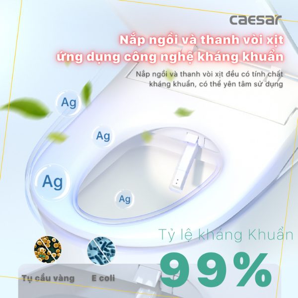 Bồn cầu 2 khối nắp điện tử Caesar CD1341/TAF710H
