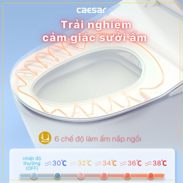 Bồn cầu 2 khối nắp điện tử Caesar CD1341/TAF710H