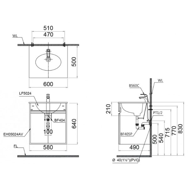 Tủ lavabo Caesar cabinet EH05024ASV