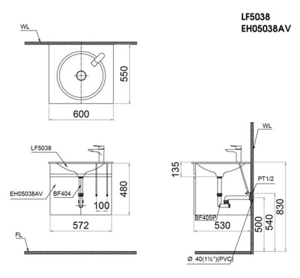 Tủ lavabo Caesar EH05038AV