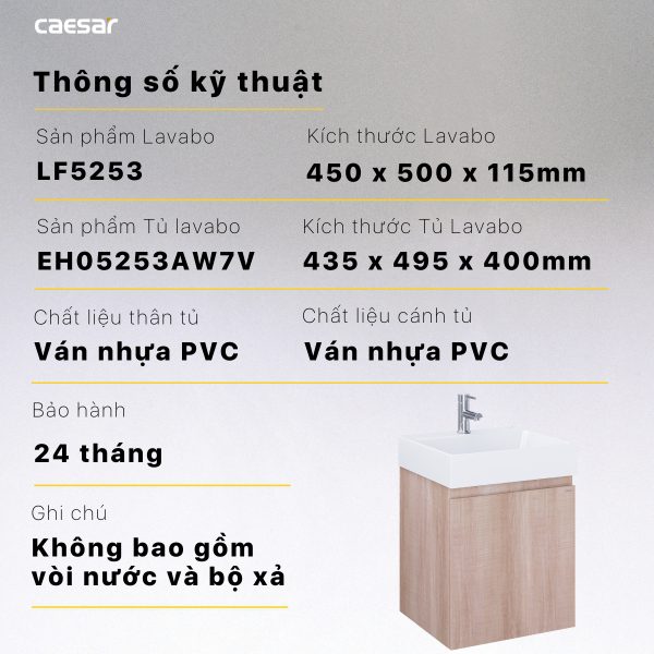 Tủ lavabo Caesar EH05253AW7V