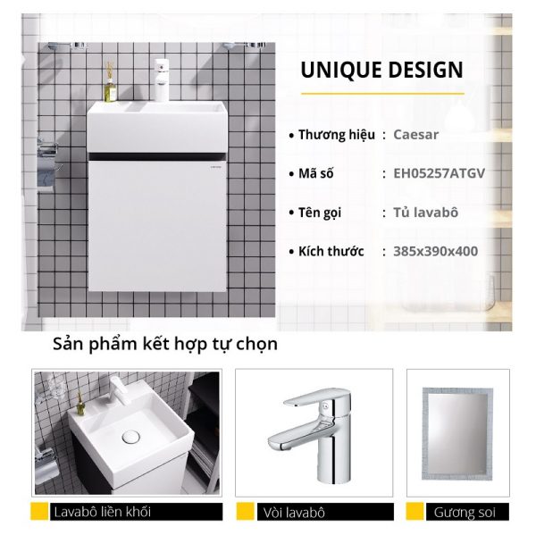Bộ tủ lavabo Caesar LF5257+EH05257ATGV