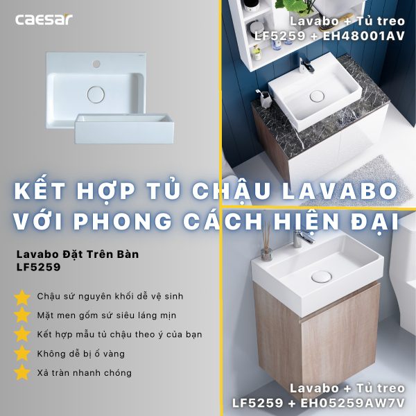 Bộ tủ lavabo Caesar LF5259/EH05259AW7V