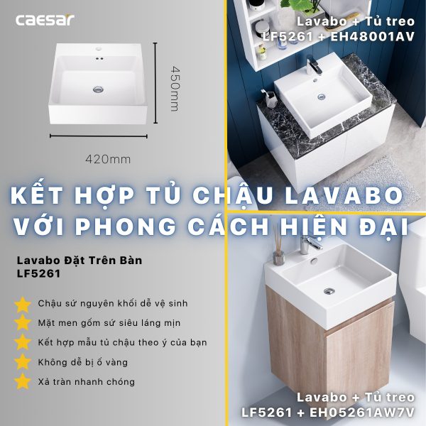 Bộ tủ lavabo Caesar LF5261+EH05261AW7V