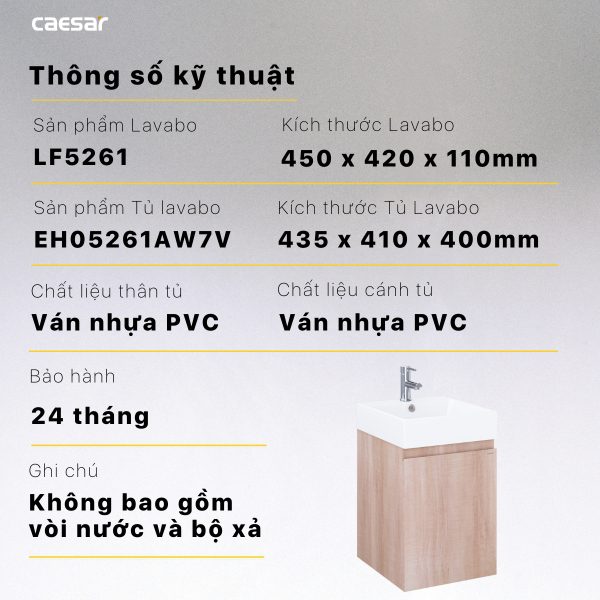Bộ tủ lavabo Caesar LF5261+EH05261AW7V