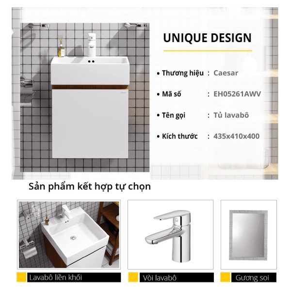 Bộ tủ lavabo Caesar LF5261+EH05261AWV