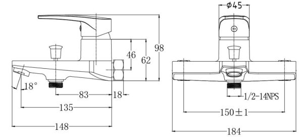 Bản vẽ kỹ thuật Sen tắm Caesar nóng lạnh S393CG