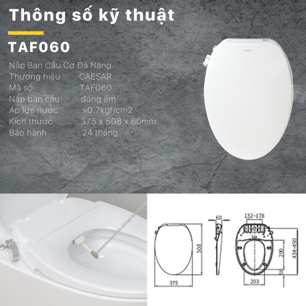 Nắp bàn cầu Caesar rửa cơ TAF060