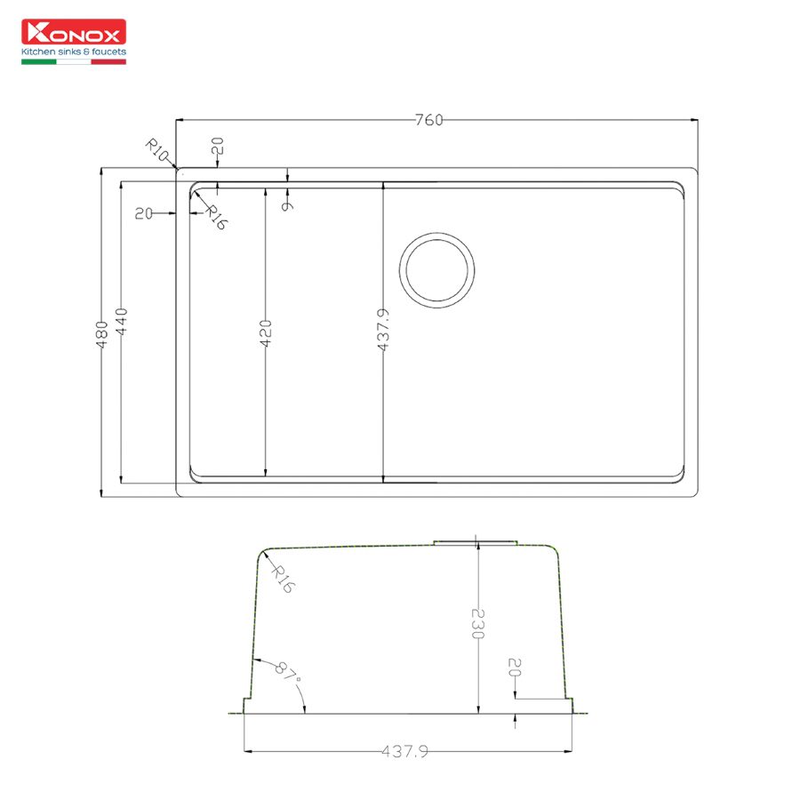 Chậu rửa bát Konox Tari 7648SR