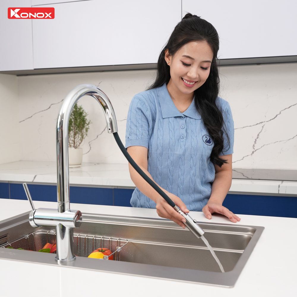 Vòi rửa bát dây rút Reno