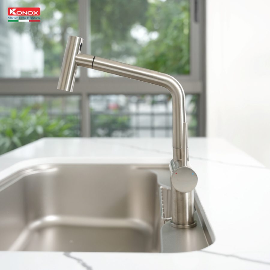 Vòi rửa bát dây rút Volta Nickel