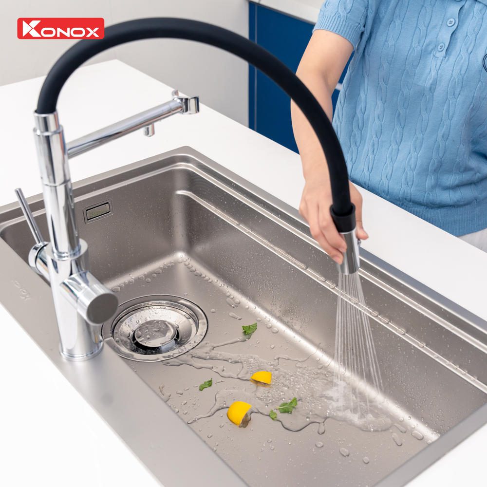 Vòi rửa bát thân mềm 3 đường nước Combi Chrome