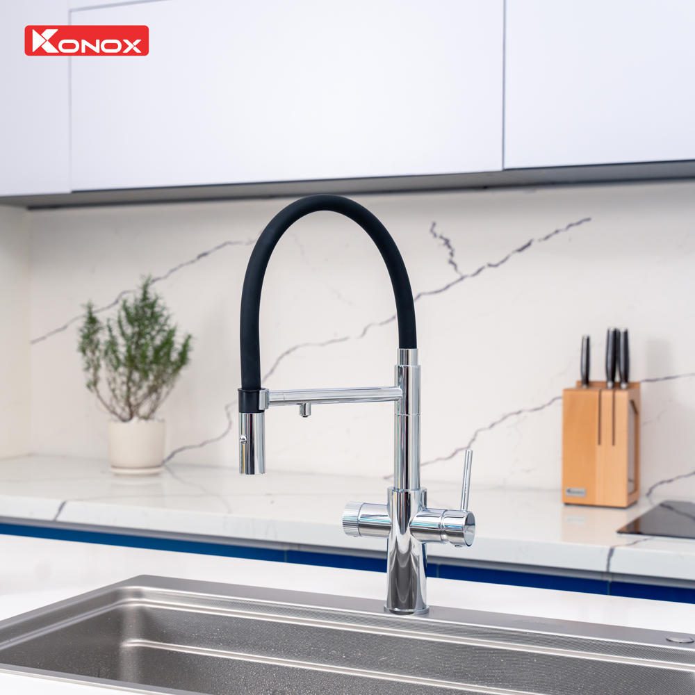 Vòi rửa bát thân mềm 3 đường nước Combi Chrome