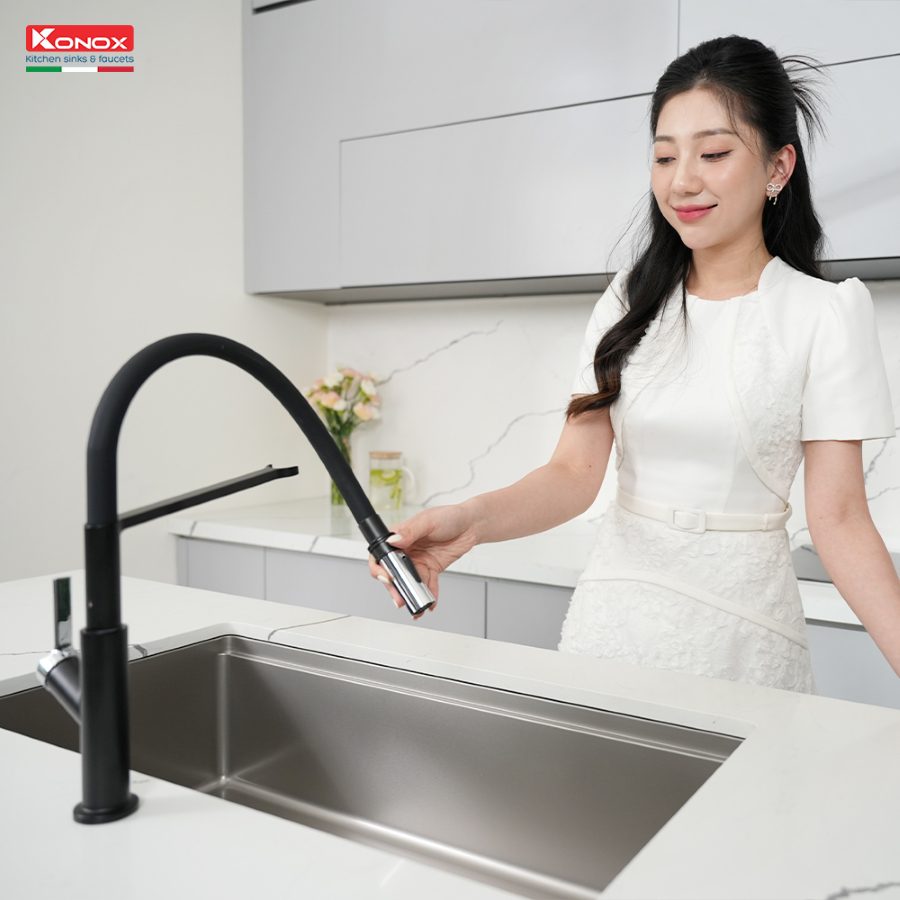 Vòi rửa bát thân mềm Tema Black