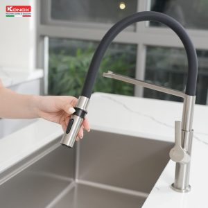 Vòi rửa bát thân mềm Tema Nickel