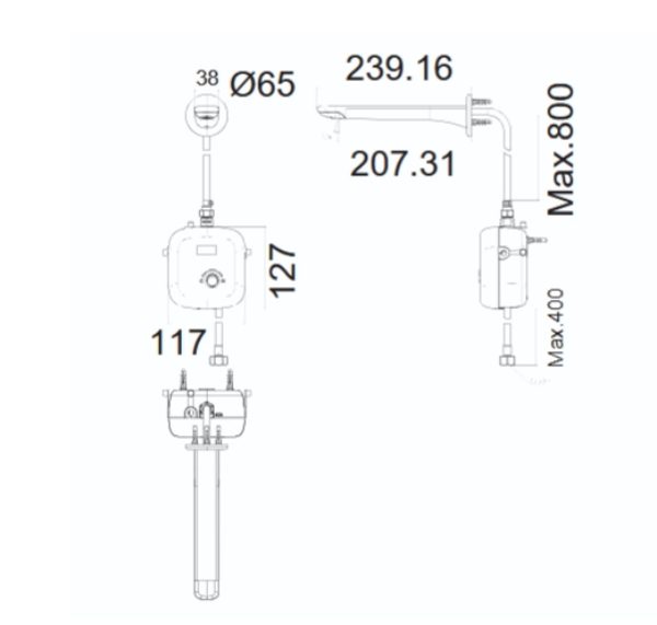 Vòi chậu lavabo American standard cảm ứng 1130420000 AccuStream gắn tường